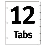 Office Essentials™ Table 'n Tabs Dividers, 12-tab, 1 To 12, 11 X 8.5, White, 1 Set freeshipping - TVN Wholesale 