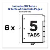 Avery® Customizable Table Of Contents Ready Index Black And White Dividers, 5-tab, 1 To 5, 11 X 8.5, 6 Sets freeshipping - TVN Wholesale 