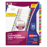 Avery® Customizable Toc Ready Index Multicolor Dividers, 1-31, Letter freeshipping - TVN Wholesale 