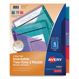 Big Tab Insertable Two-pocket Plastic Dividers, 5-tab, 11.13 X 9.25, Assorted, 1 Set