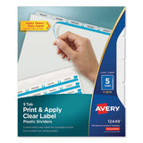 Avery® Print And Apply Index Maker Clear Label Plastic Dividers With Printable Label Strip, 5-tab, 11 X 8.5, Translucent, 5 Sets freeshipping - TVN Wholesale 