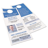 Door Hanger With Tear-away Cards, 97 Bright, 65lb, 4.25 X 11, White, 2 Hangers-sheet, 40 Sheets-pack