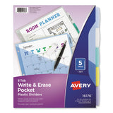 Avery® Write And Erase Durable Plastic Dividers With Pocket, 3-hold Punched, 5-tab, 11.13 X 9.25, Assorted, 1 Set freeshipping - TVN Wholesale 