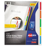 Avery® Clear Easy View Plastic Dividers With Multicolored Tabs And Sheet Protector, 5-tab, 11 X 8.5, Clear, 1 Set freeshipping - TVN Wholesale 