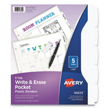 Avery® Write And Erase Durable Plastic Dividers With Pocket, 5-tab, 11.13 X 9.25, White, 1 Set freeshipping - TVN Wholesale 
