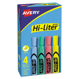 Hi-liter Desk-style Highlighters, Assorted Ink Colors, Chisel Tip, Assorted Barrel Colors, 4-set