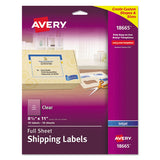 Avery® Matte Clear Shipping Labels, Inkjet Printers, 8.5 X 11, Clear, 10-pack freeshipping - TVN Wholesale 