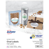 Avery® Oval Labels With Sure Feed And Easy Peel, 1 1-2 X 2 1-2, Glossy White, 180-pack freeshipping - TVN Wholesale 