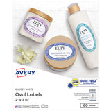 Avery® Oval Labels W- Sure Feed And Easy Peel, 2 X 3.33, Glossy White, 80-pack freeshipping - TVN Wholesale 
