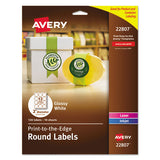 Avery® Round Print-to-the Edge Labels With Surefeed, 2.5" Dia, Glossy White, 90-pk freeshipping - TVN Wholesale 