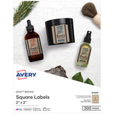 Avery® Square Print-to-the-edge Labels, Inkjet-laser Printers, 2 X 2, Kraft Brown, 12-sheet, 25 Sheets-pack freeshipping - TVN Wholesale 