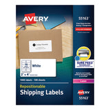 Avery® Repositionable Address Labels W-surefeed, Laser, 1 X 2 5-8, White, 3000-box freeshipping - TVN Wholesale 
