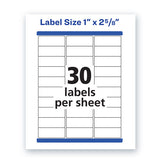 Avery® Waterproof Address Labels With Trueblock And Sure Feed, Laser Printers, 1 X 2.63, White, 30-sheet, 50 Sheets-pack freeshipping - TVN Wholesale 