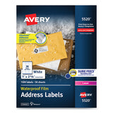 Avery® Waterproof Address Labels With Trueblock And Sure Feed, Laser Printers, 1 X 2.63, White, 30-sheet, 50 Sheets-pack freeshipping - TVN Wholesale 