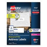 Avery® Waterproof Address Labels With Trueblock And Sure Feed, Laser Printers, 1.33 X 4, White, 14-sheet, 50 Sheets-pack freeshipping - TVN Wholesale 