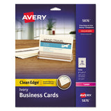 Clean Edge Business Cards, Laser, 2 X 3.5, Ivory, 200 Cards, 10 Cards-sheet, 20 Sheets-pack