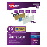 Avery® The Mighty Badge Name Badge Holder Kit, Horizontal, 3 X 1, Inkjet, Gold, 10 Holders- 80 Inserts freeshipping - TVN Wholesale 
