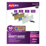 Avery® The Mighty Badge Name Badge Holder Kit, Horizontal, 3 X 1, Laser, Gold, 10 Holders- 80 Inserts freeshipping - TVN Wholesale 