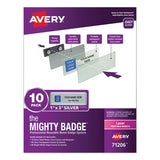 Avery® The Mighty Badge Name Badge Holder Kit, Horizontal, 3 X 1, Laser, Silver, 10 Holders- 80 Inserts freeshipping - TVN Wholesale 
