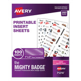 Avery® The Mighty Badge Name Badge Inserts, 1 X 3, Clear, Laser, 20-sheet, 5 Sheets-pack freeshipping - TVN Wholesale 
