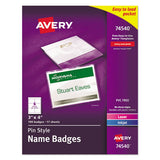 Avery® Pin-style Badge Holder With Laser-inkjet Insert, Top Load, 4 X 3, White, 100-box freeshipping - TVN Wholesale 