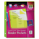 Avery® Corner Lock Three-pocket Binder Pocket, 11 1-4 X 9 1-4, Assorted Color, 3-pack freeshipping - TVN Wholesale 