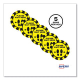 Avery® Social Distancing Floor Decals, 10.5" Dia, Please Wait Here, Yellow-black Face, Black Graphics, 5-pack freeshipping - TVN Wholesale 
