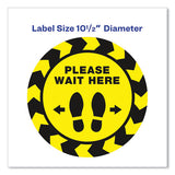 Avery® Social Distancing Floor Decals, 10.5" Dia, Please Wait Here, Yellow-black Face, Black Graphics, 5-pack freeshipping - TVN Wholesale 