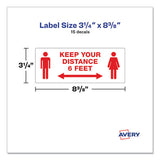 Avery® Preprinted Surface Safe Id Decals, 8.38 X 3.25, Keep Your Distance 6 Feet, White Face, Red Graphics, 15-pack freeshipping - TVN Wholesale 