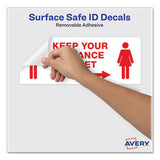 Avery® Preprinted Surface Safe Id Decals, 8.38 X 3.25, Keep Your Distance 6 Feet, White Face, Red Graphics, 15-pack freeshipping - TVN Wholesale 