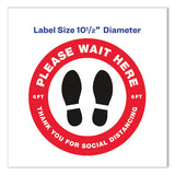 Avery® Social Distancing Floor Decals, 10.5" Dia, Please Wait Here, Red-white Face, Black Graphics, 5-pack freeshipping - TVN Wholesale 