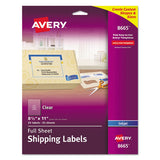 Avery® Matte Clear Shipping Labels, Inkjet Printers, 8.5 X 11, Clear, 25-pack freeshipping - TVN Wholesale 