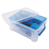 Advantus Super Stacker Divided Storage Box, 6 Sections, 10.38" X 14.25" X 6.5", Clear-blue freeshipping - TVN Wholesale 