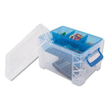 Advantus Super Stacker Divided Storage Box, 5 Sections, 7.5" X 10.13" X 6.5", Clear-blue freeshipping - TVN Wholesale 