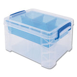 Advantus Super Stacker Divided Storage Box, 5 Sections, 7.5" X 10.13" X 6.5", Clear-blue freeshipping - TVN Wholesale 