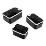 Advantus Open Lid Storage Bin, Assorted Sizes, Black-white, 3-pack freeshipping - TVN Wholesale 