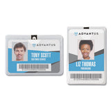 Id Badge Holder With Clip, Vertical, 3.8 X 4.25, Frosted Transparent, 50-pack