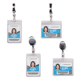 Resealable Id Badge Holder, Cord Reel, Horizontal, 3.75 X 4.13, Frosted, 10-pack