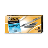 BIC® Round Stic Grip Xtra Comfort Ballpoint Pen, Stick, Fine 0.8 Mm, Black Ink, Gray-black Barrel, Dozen freeshipping - TVN Wholesale 