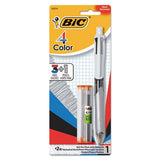 BIC® 4-color 3 + 1 Multi-color Ballpoint Pen-pencil, Retractable, 1 Mm Pen-0.7 Mm Pencil, Black-blue-red Ink, Gray-white Barrel freeshipping - TVN Wholesale 