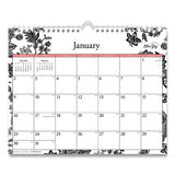 Analeis Wall Calendar, Analeis Floral Artwork, 11 X 8.75, White-black-salmon Sheets, 12-month (jan To Dec): 2022