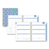 Day Designer Tile Weekly-monthly Planner, Tile Artwork, 11 X 8.5, Blue-white Cover, 12-month (jan To Dec): 2022