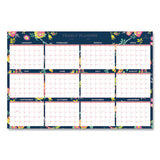 Day Designer Peyton Laminated Erasable Wall Calendar, Floral Artwork, 36 X 24, White-navy Sheets, 12-month (jan-dec): 2022