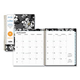 Baccara Dark Monthly Planner, Baccara Dark Floral Artwork, 10 X 8, Gray-black-gold Cover, 2022