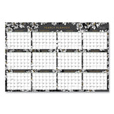 Blue Sky® Baccara Dark Laminated Erasable Wall Calendar, Floral Artwork, 36 X 24, White-black Sheets, 12-month (jan-dec): 2022 freeshipping - TVN Wholesale 