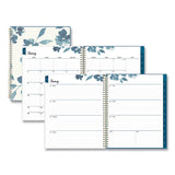 Bakah Blue Weekly-monthly Planner, Bakah Blue Floral Artwork, 11 X 8.5, Blue-white Cover, 12-month (jan To Dec): 2022