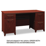Bush® Enterprise Collection Double Pedestal Desk, 60" X 28.63" X 29.75", Harvest Cherry, (box 2 Of 2) freeshipping - TVN Wholesale 
