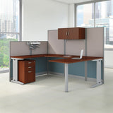 Bush® Office In An Hour Collection L- Workstation, 64.5" X 64.5" X 33", Hansen Cherry, (box 1 Of 2) freeshipping - TVN Wholesale 