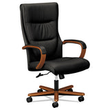 HON® Vl844 Leather High-back Chair, Supports Up To 250 Lb, 18.5" To 22" Seat Height, Black Seat, Mahogany Back-base freeshipping - TVN Wholesale 