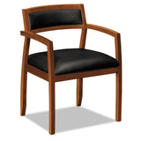 HON® Topflight Leather Guest Chair, 22.5" X 22" X 31", Black Seat, Mahogany Back-base freeshipping - TVN Wholesale 